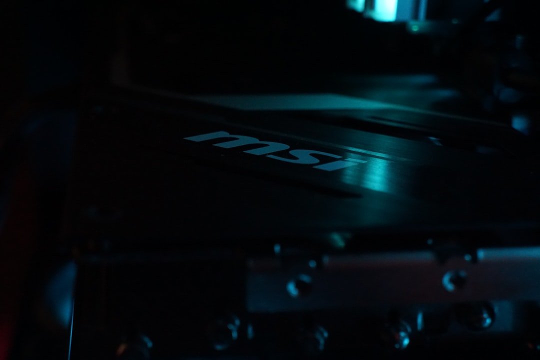 A close up of a computer case in the dark