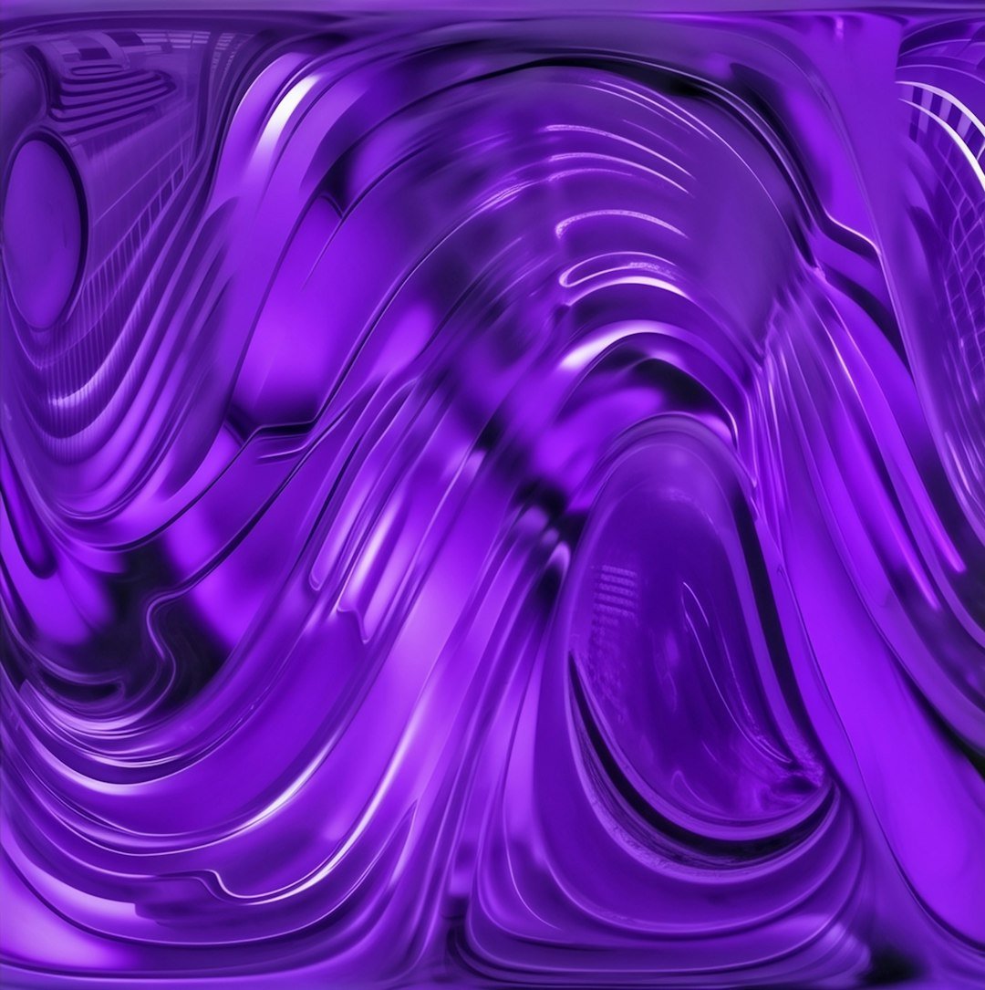 Abstract swirling purple metallic texture with light reflections