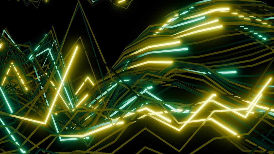 Abstract neon lines form a digital landscape