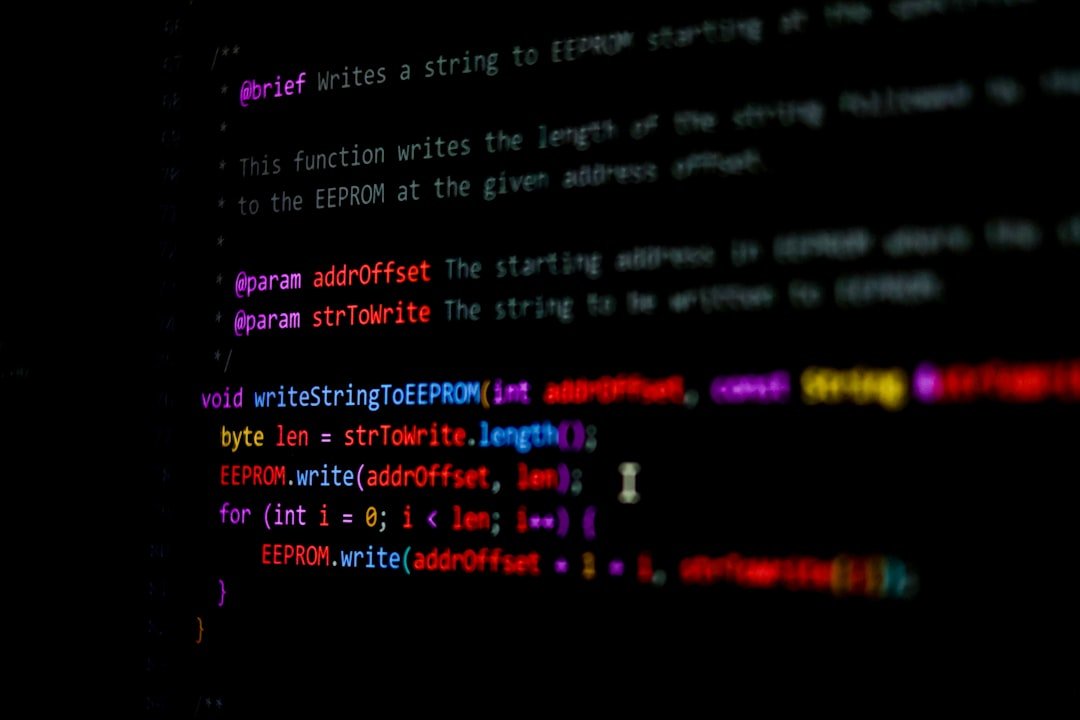 Code appears on a screen.
