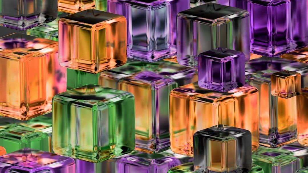 Colorful glass cubes are arranged in a mosaic.