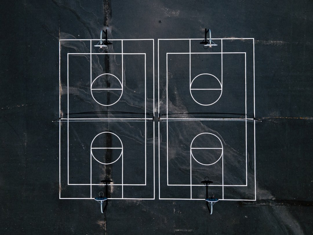 a drawing of a basketball court on a chalkboard