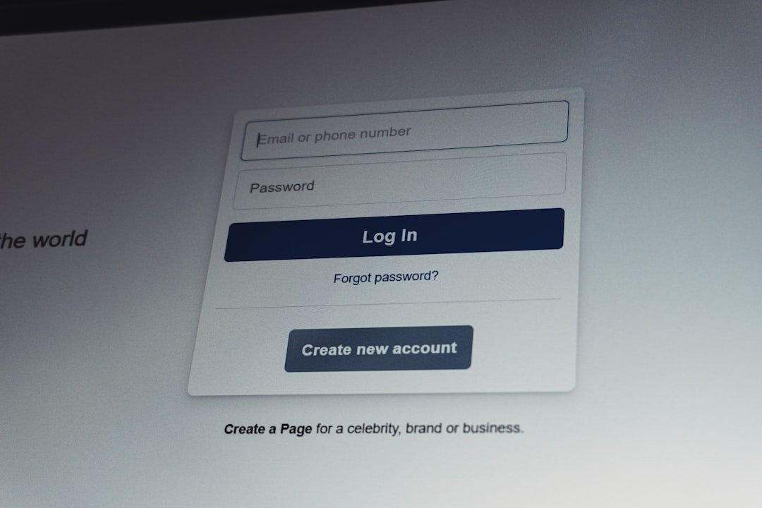 Facebook login screen with email and password fields
